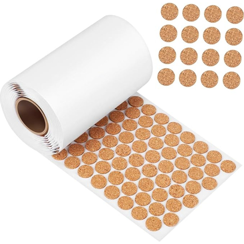SEWOART 1 Roll of Cork Pad, Cork Pad, Cork Pads for Coasters, Cork Pads with Self-Adhesive Backing, Self-Adhesive Cork Bumpers, Cork Adhesive, Coasters Made of Cork, Beige