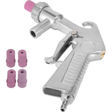 Pneumatinis smėliavimo pistoletas, suslėgto oro rinkinys, rankinis smėliavimo aparatas, pagamintas iš aliuminio lydinio su 4 keramikiniais antgaliais, 13,5 x 17,5 cm, smėliavimo pistoletas stiklui smėliuoti