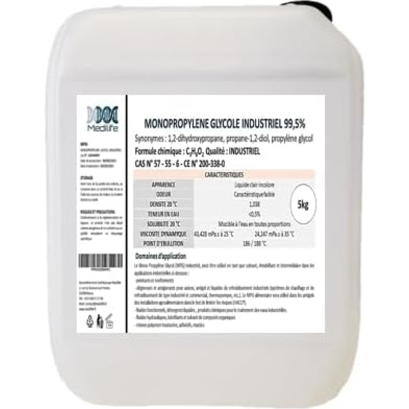 5 kg pramoninės klasės 99,5 % monopropilenglikolio (MPG)