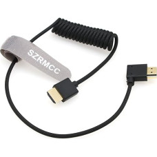 SZRMCC 8k 2.1 HDMI į HDMI kairiuoju kampu itin didelės spartos suvyniotas kabelis, skirtas Z Cam E2 S-ony FX6 FX9 Canon EOS C70 C300 Portkeys BM5 Atomos Ninjav V Shogun monitoriui