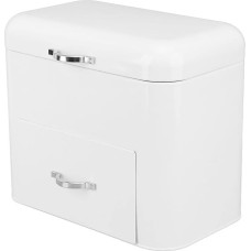 Didelė duonos dėžė, pagaminta iš aukštos kokybės geležies, 2 erdvios lentynos, idealiai tinka duonai ir kepykloms, patvari, stilinga, didelio dydžio, puikiai tinka laikyti (balta)