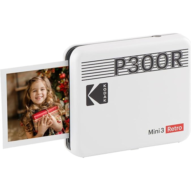 KODAK Mini 3 Retro 4PASS mobilusis nuotraukų spausdintuvas 7,6 x 7,6 cm, baltas