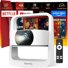 [App Integrated] Projector Portable Home Cinema Mini Smart Projector Android 13.0 with 20000 Lux, 1080P, E-Focus/Keystone Correction, WiFi 6 Bluetooth5.2, 270° Rotation, Outdoor Projector for Mobile