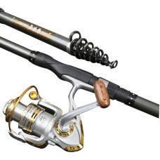Lsrryd Fishing Rod and Reel Telescope Carbon Fiber Portable Fishing Reel for Travel Boat Bass Sea Saltwater Freshwater