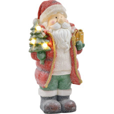 HOMCOM Kalėdų dekoracijų figūrėlė, Kalėdų Senelis su eglute ir dovanomis, 50 cm kalėdinė figūrėlė su LED lemputėmis, dekoratyvinė figūrėlė Kalėdoms, skirta naudoti patalpose ir lauke