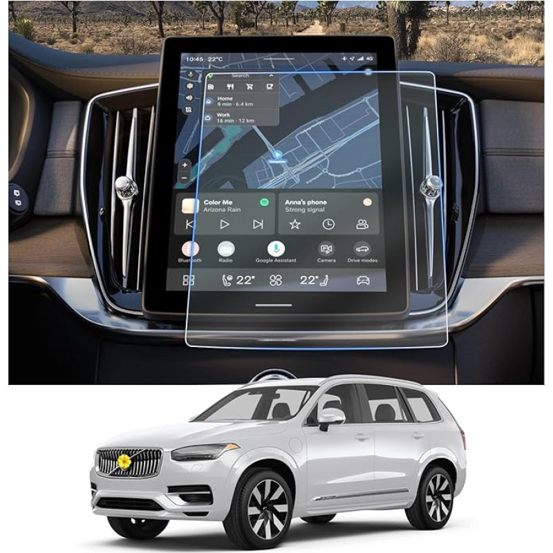 CDEFG Pack of 2 Compatible with Volvo XC90 2025 2026 Facelift Hybrid Recharge Navigation Screen Protector 6H Scratch-Resistant 11.2 Inch GPS Nano Screen Protector Anti-Scratch Navigation Film XC90