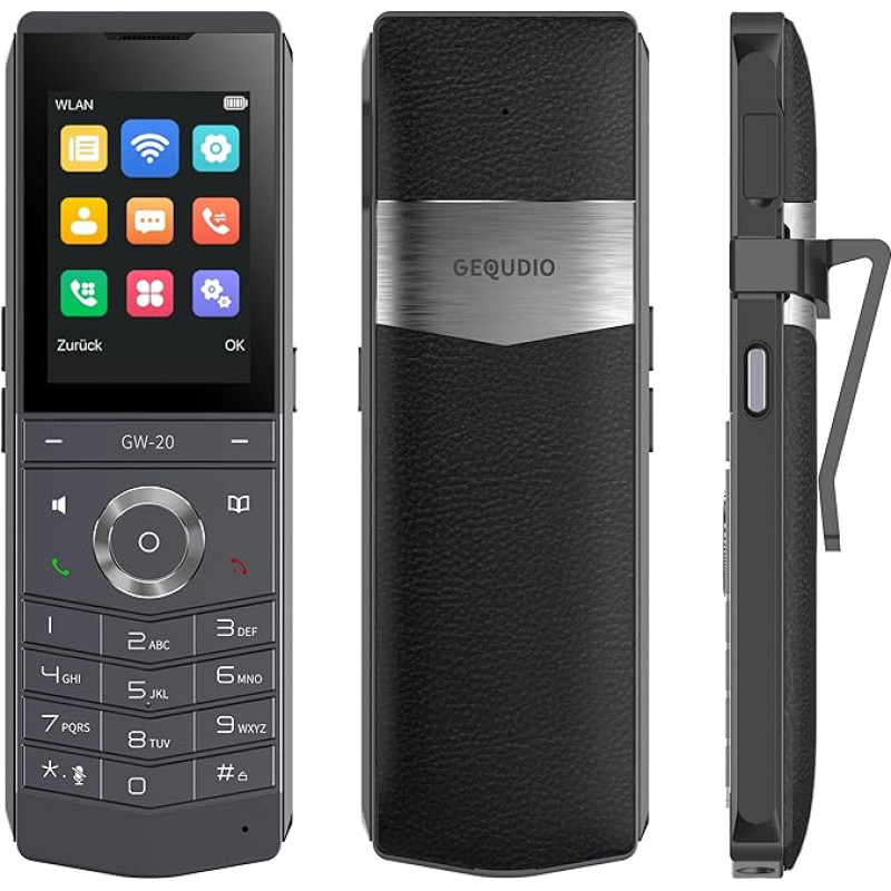 GEQUDIO GW-20 Wireless IP Phone with Charging Cradle for Fritzbox, Telekom, SIP Compatible - Premium Hands-Free Calling & Bluetooth - Dual Band Wi-Fi 6 with WLAN Roaming IP67 Waterproof (GW-20 with