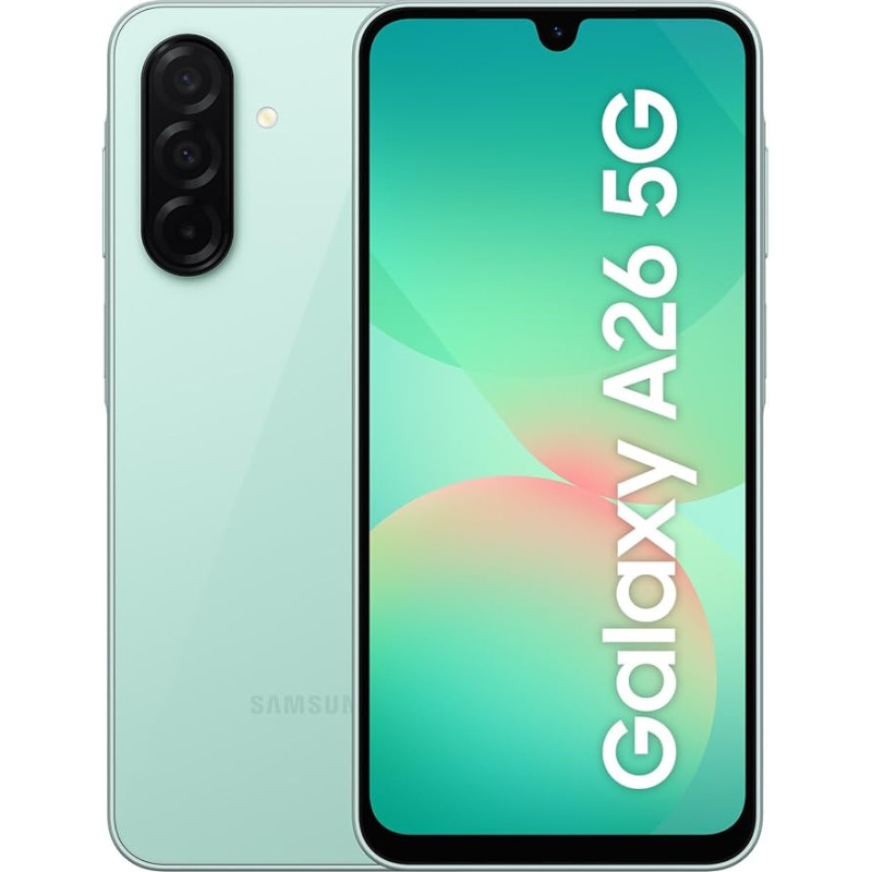 Samsung Galaxy A26 5G AI Smartphone without Contract, Simlock Free AI Mobile Phone with Android, 8 GB RAM, 256 GB Memory, 50 MP Camera, Mint, 2.5 Year Warranty [Exclusive on Amazon]