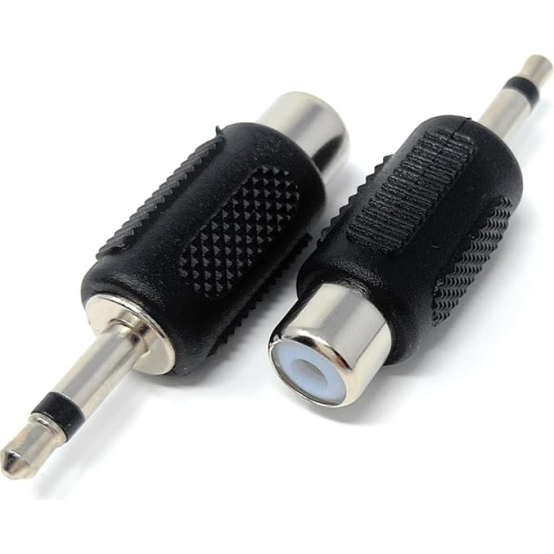 DRUT 2 x RCA moteriškos lyties į 3,5 mm monofoninio lizdo vyriškos lyties garso ir vaizdo adapteris juodas sidabrinis