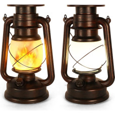 YINUO LIGHT LED žibintas, 2 LED žibintų pakuotė, lauko, saulės žibintas, žibintas, lauko, stovyklavietės lempa, sodo dekoracija, senovinis, LED liepsnos efektas, LED žibintai lauke, balkone, terasoje ir lauke