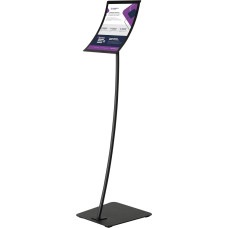 DISPLAY SALES Concave Information Stand, DIN A4, Black, Premium Information Stand, Rustproof, Heavy Steel Base Plate, Attractive Information Holder with Curved Design