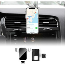 KUNGKIC Automobilinis mobiliojo telefono laikiklis Reguliuojamas automobilinis telefono laikiklis, suderinamas su VW Volkswagen 2014-2019 Golf 7 GTI MK7 Priedai Interjero 360° pasukimas Cinko lydinys ABS (sidabrinis)