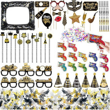 Ekukeon 2025 New Year's Eve Photo Props 74 Pieces, New Year's Eve Decoration 2025, New Year's Eve Glasses 2025, Confetti New Year's Eve, 2025 Glasses, New Year's Eve Towels, New Year Decoration Props