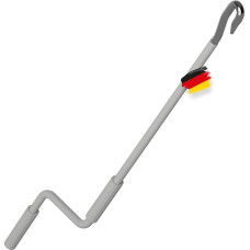 BAUHELD® markizės kotas su mėsininko kabliuku, pagamintas Vokietijoje, 120 cm ilgio markizės kotas, padengtas milteliniu būdu, didelio atsparumo plastikinė rankena, suderinamas su ovalinėmis markizės kilpomis, RAL 7035