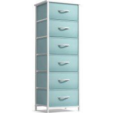 Sorbus Fabric Chest of Drawers for Nursery - 6 Drawer Dresser High Storage Tower Clothes Organizer for Closet Playroom Kids Room Steel Frame Fabric Container - Wooden Handle (Aqua)