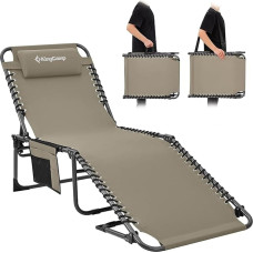 KingCamp Camping Lounger Sun Lounger Garden Lounger Foldable 5 x Reguliuojamas atlošas Lounger Garden Chair Beach Lounger Camping Folding Bed with Pillow for Garden Holiday Outdoor Beach Pool