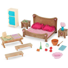 Li'l Woodzeez 26-Piece Bedroom and Dining Room Accessory Set - Bed, Dining Table and More - Animal Figures Accessory Toy for Children Aged 3+