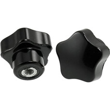 sourcingmap 5 vnt. 5 mm skersmens moteriško sriegio juodos spalvos plastikinių varžtų tipo žvaigždžių rankenėlės