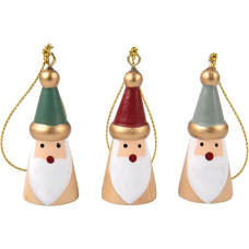Rayher Wooden Santa Claus for Hanging, Colourful, 2.2 x 5.5 cm, with Hanger, Pack of 3, Christmas Decoration, Christmas Tree Decoration, Decorative Hanger Christmas, 46653999