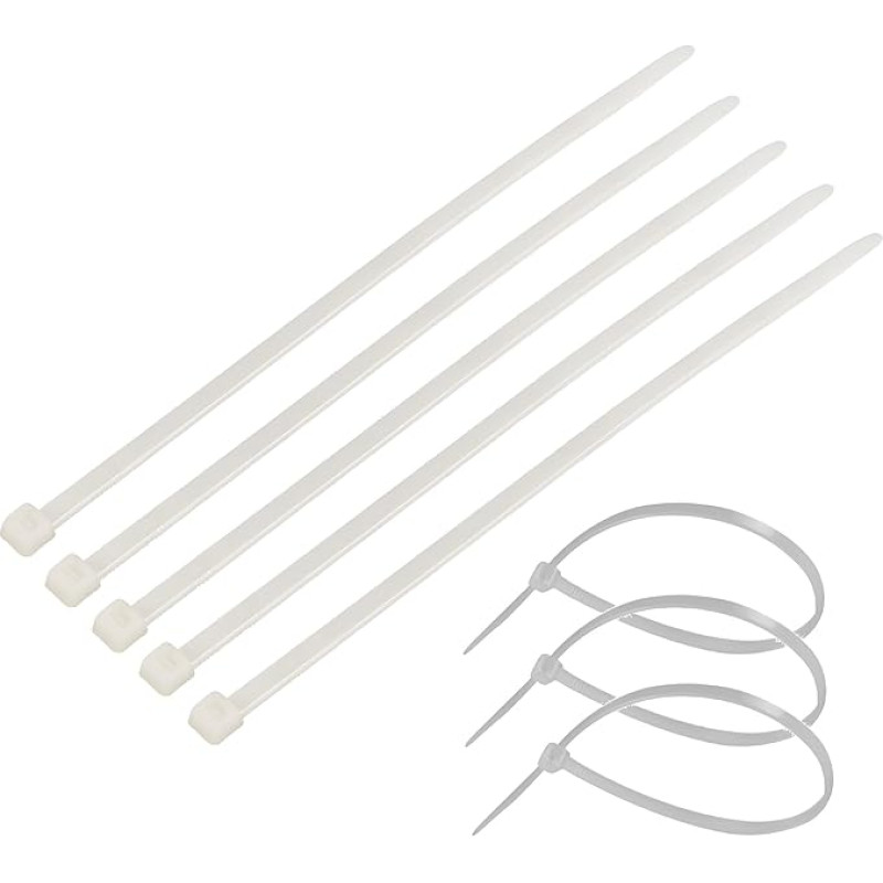 TERF® Kabelbinder, 530 mm x 7,6 mm, Premium-Nylon, sicherer selbstschließender Mechanismus, Kunststoffbinder für Zuhause, Büro, Garten, Garage, Werkstatt, Heimwerker, Weiß, 20 Stück