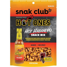 Snak Club x Hot Ones Snack-Mix, Hot Habanero, würzige Snacks mit Erdnüssen, Brezeln, Sesamstäbchen, gerösteter Mais, Cashewnüsse, inspiriert von heißen, veganer Snack, 10 Unzen, wiederverschließbarer