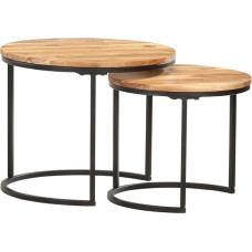 Lauuoeriau Haus & Garten, Möbel-Nisttische, 2 Stück, massives Akazienholz