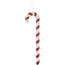 Red and White Striped Candy Cane with Glitter Hanging Decoration 40cm 1 Piece Christmas Decoration and Festive Decoration