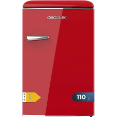 Cecotec Mini Retro Kühlschrank mit 110 L Bolero CoolMarket TT Origin 110 Rot E. Mini-Kühlschrank, Klasse E, ICEBOX, LED-Innenbeleuchtung, Chromgriff, Glasablagen, Flaschenöffner, Rot.
