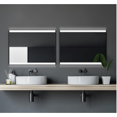 Talos Black Shine 80 x 60 cm LED Bathroom Mirror with Lighting - Wall Mirror with Neutral White LED Light Cut-Out - Matt Black Aluminium Frame - Illuminated Bathroom Mirror for Bathroom