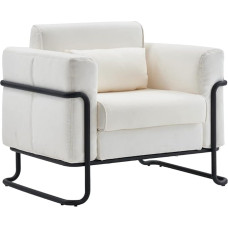 Mingone Armchair Living Room Lounge Chair Sofa 1 Seater Recliner Chair Upholstered Chair Padded Cocktail Chair Bedroom Design Cream