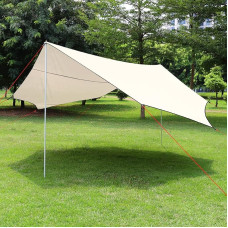 Stovyklavimo palapinės brezentas Vandeniui atsparus 5,1 m x 5,1 m tentas su 2 stulpais 8 palapinės vinys 8 virvės 1 laikymo krepšys Tentas Audinys Tentas Palapinės tentas Palapinės paklotas Pikniko antklodė Tentas lauko naudojimui