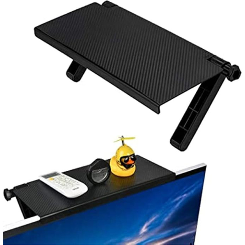 Cheeroyal Screen Top Shelf TV, Adjustable Screen Shelf Screen Storage Rack Foldable Monitor Top Shelf Mount Organiser, Monitor Rack Stand Holder for Flat Screen TV