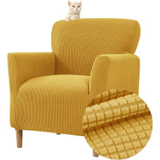 WJHDWYD Stretch Armchair Cover 1 Seater Jacquard Club Chair Cover Washable Chesterfield Armchair Cover Armchair Protector for Living Room Tub Chair Sofa (Jaune)