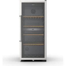 Corberó CFKWC91SWDZ Weinkühlschrank 200L, 91 Flaschen, statisch mit Ventilator, schwarze Glastür, Doppelzone, LED-Licht, 4 Holzböden, 45 dB, Energieeffizienz G,