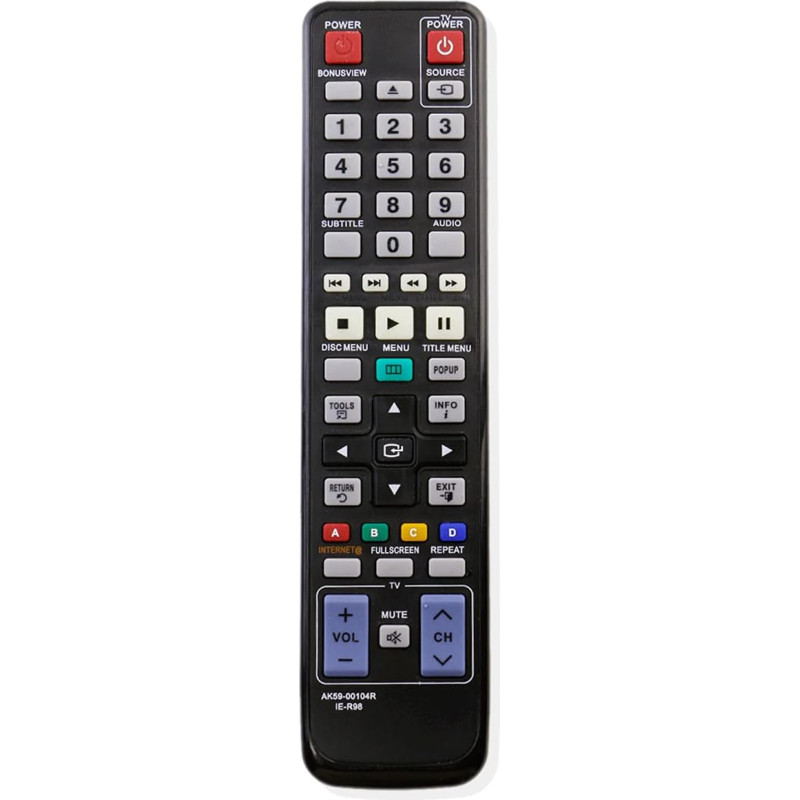VINABTY Replacement Remote Control AK59-00104R for Samsung Blu-Ray DVD Player BD-D7500B BD-P3600A BD-C5500 BD-C6500 BD-D6100C/ZA BD-C6900 BD-D6500/ZA BD-C7500