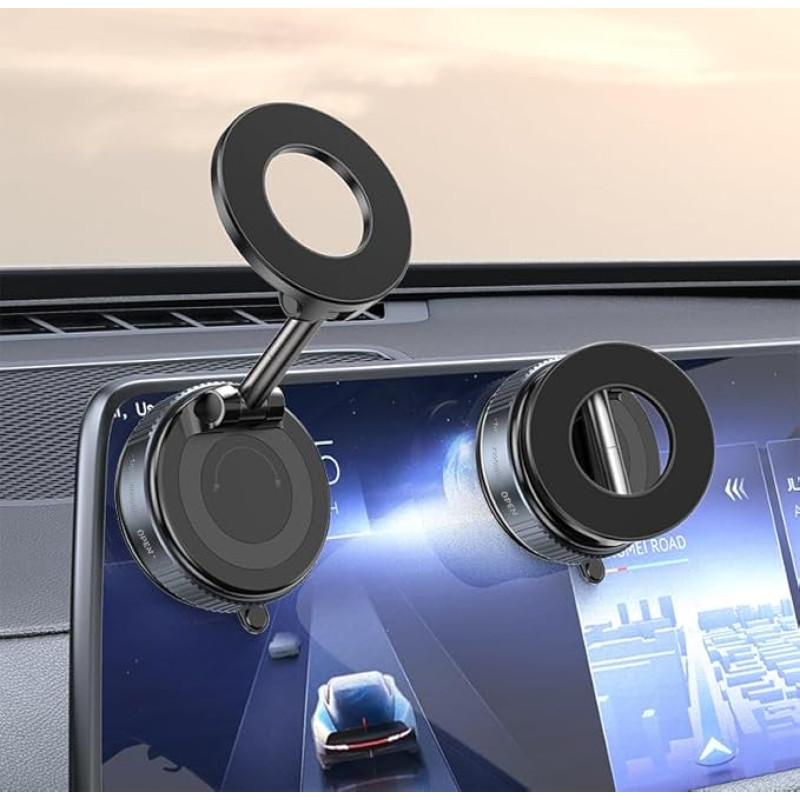Bnvdfre 2025 patobulintas magnetinis automobilio laikiklis, 360° pasukamas ir sulankstomas, kūrybiškas vakuumo sugėrimas su siurbtuku, skirtas visiems telefonams, priekiniam stiklui, sporto salei, veidrodžiui, N52 magnetas, juodas