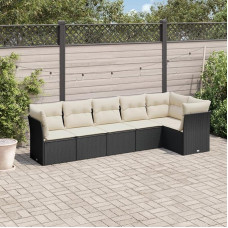 Xichuzi 6-TLG. Garten-Sofagarnitur mit Kissen Schwarz Poly Rattan, Lounge Gartenmöbel Set, Möbelsets, Balkon Möbel, Gartenlounge, Gartensofa - 3249495