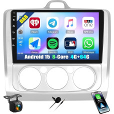 8 Core 4G + 64G DAB CAMECHO Android 15 Car Radio 2 DIN for Ford Focus Mk2/Mk3/Exi/MT 2 3 2004-2011 with Carplay Android Car, 9 Inch Touch Radio 2Din with GPS Navigation WiFi BT FM/RDS SWC + Reversing