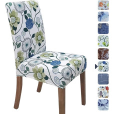 SPRINGRICO Stuhlhussen für Esszimmer, universelle Stretch-Passform, waschbar, für Küche, Parson, Spandex, abnehmbarer Schonbezug für Restaurant, Hotel, Zeremonie (1er-Set, Blumenmuster)