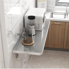 Robuster Klapptisch zur Wandmontage, platzsparende Werkbank für Zuhause, Büro, Küche, Esszimmer und Bar, Silber, 50 x 30 cm (galima įsigyti ir 80 x 40 cm)