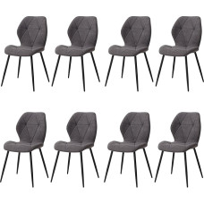 EGOONM Set of 8 Classic Linen Dining Chairs Armless Kitchen Dining Chairs Dining Room Set for Home Office (Dark Grey)