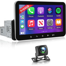NHOPEEW 1 Din 4+64G Autoradio mit kabellosem Carplay und Android Auto - 7-Zoll-Autoradio mit WiFi-GPS-Navigation, Lenkradsteuerung, FM-RDS und Rückfahrkamera