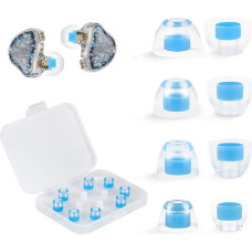OKCSC Liquid Silicone Replacement Eartips Soft Liquid Silicone Replacement Accessories Silicone Earbuds with Storage Case for Earbuds (4 Pairs XS, S, M, L/Blue/Without Headphones)
