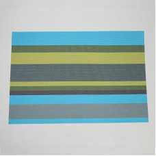 AMDXD 4er Set Tischsets Abwaschbar Natur Quadratisch, 70% PVC+30% PET Platzset Abwaschbar Motiv mit Streifen Anti-Rutsch, Tisch-Sets Blau für Zuhause Restaurant Speisetisch, 45x30CM