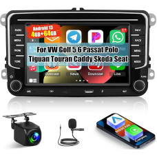 [4+64G] Android 13 Car Stereo for VW Golf 5 6 Passat Polo Tiguan Touran Caddy Skoda Seat with Wireless Carplay & Android Car - 7 Inch IPS Touchscreen Radio with WiFi AI DSP FM/RDS Radio + Reversing