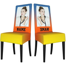 HAOANGZHE Personalizuotas kėdžių dangtis, kėdžių užvalkalai su jūsų nuotrauka, nuimami, skalbiami kėdžių užvalkalai, skirti vestuvėms, vakarėliams, banketams, namams, valgomajam, viešbučiui, restorano dekorui, dovana šeimai