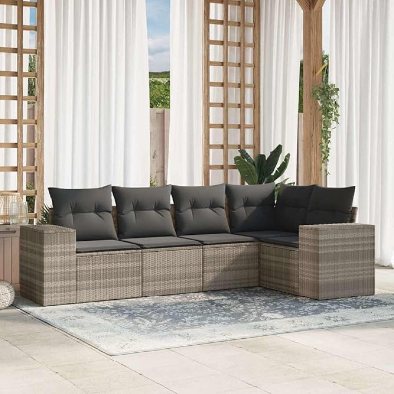 DYRJDJWIDHW gartenlounge rinkinys Balkon möbel gartenlounge gartenlounge lauko gartenlounge10-tlg. Garten-Sofagarnitur mit Kissen Schwarz Poly RattanGeeignet für Schlafzimmer