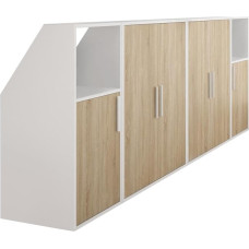 ADEZIO Cabinet Under Sloping Roof with 6 Doors and 2 Shelves - White & Wood Colour
