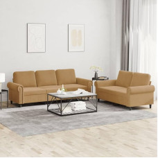 Homgoday 2-TLG. Sofagarnitur mit Kissen Polstersofa Sofa Couch Loungesofa Wohnzimmersofa Gästesofa Sitzmöbel Sofa für Wohnzimmer Empfang Büro Braun Samt