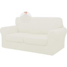 ISSUNTEX 3 Stück hochdehnbare, dicke Zweisitzer-Couchüberzüge, weicher Sofa-Schonbezug für 2 separate Kissen, Couch, Jacquard-Stoff, elastischer Sofabezug, Möbelschutz für Hunde (Zweisitzer,
